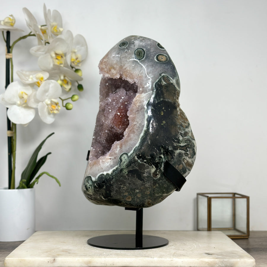 Quarz-Geode XXL mit markanter Kristallformation, in exklusiver Premiumqualität
