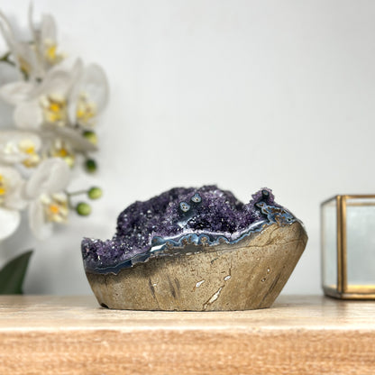 Amethyst-Geode mit dicht verwachsener Kristallstruktur