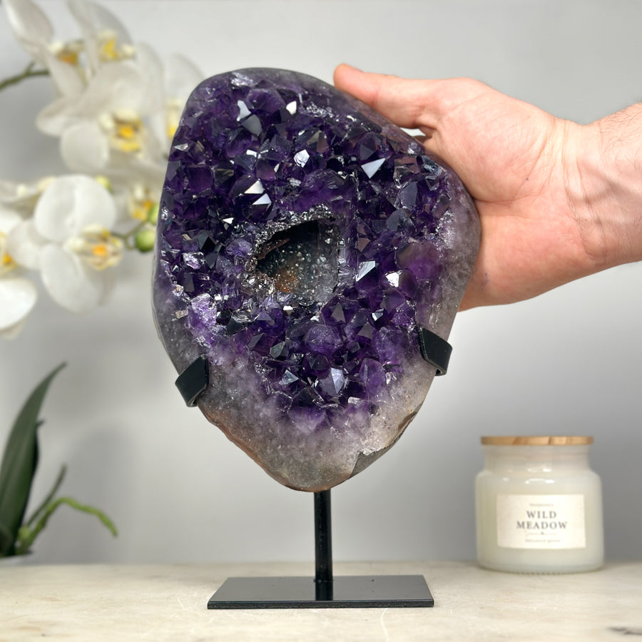 Amethyst-Cluster mit Pseudokalzitformation