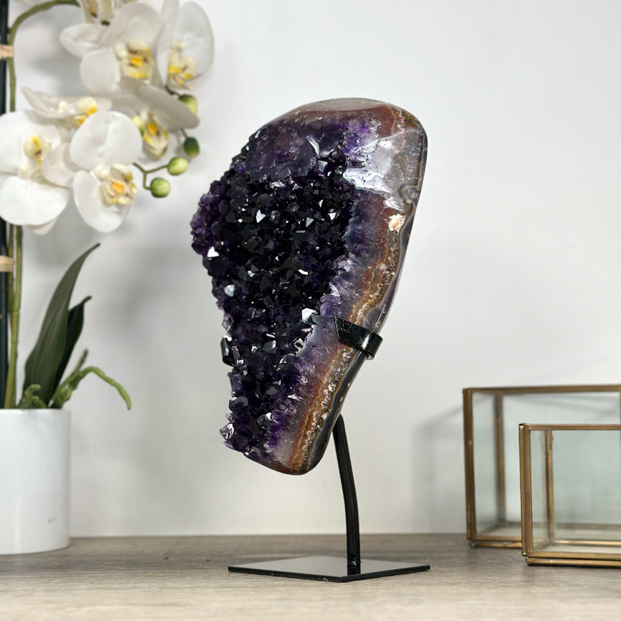 Amethyst-Cluster mit gebänderter Randstruktur, in ausgewählter Spitzenqualität