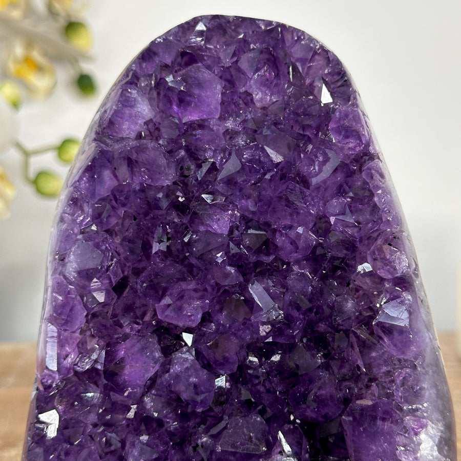 Amethyst-Kathedrale mit klar definierter Kristallkammer und polierten Randflächen