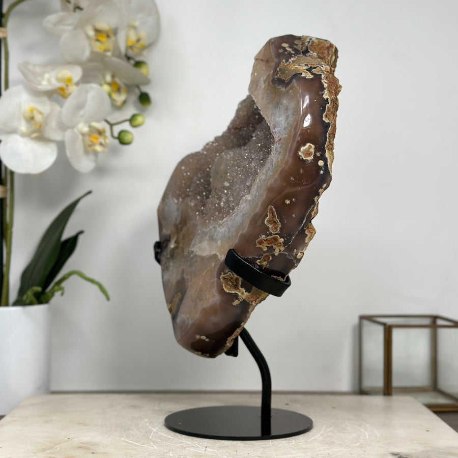 Gelbe Quarz-Geode mit warmer Farbnuance