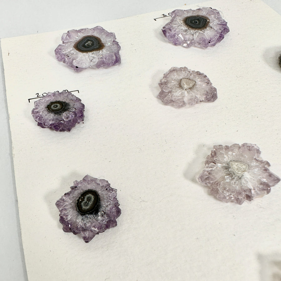 Amethyst-Achat-Stalaktiten-Scheiben mit konzentrischer Achat-Struktur