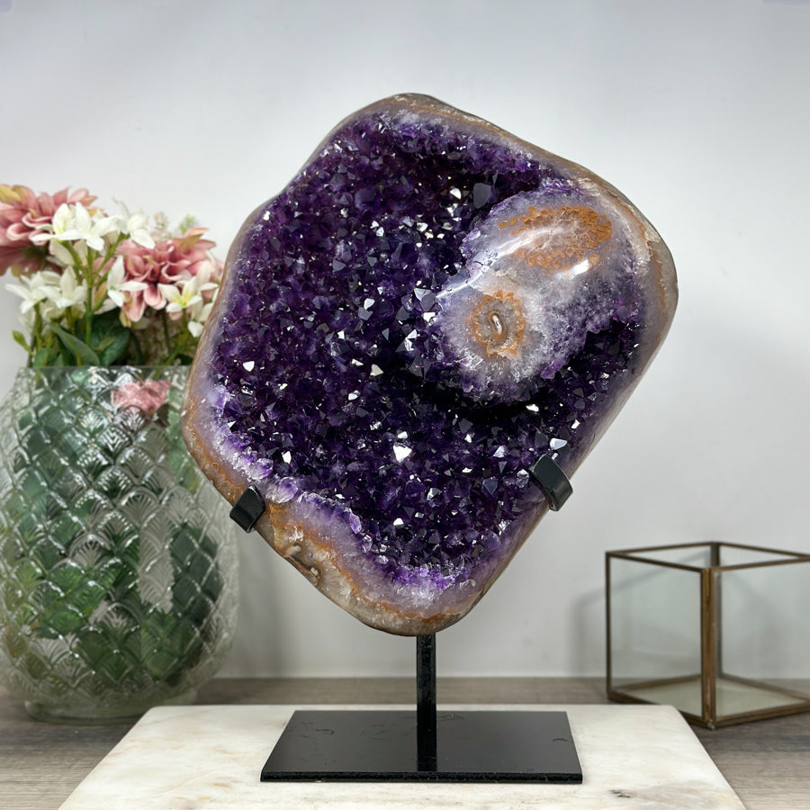 Amethyst-Quarz-Cluster mit seltener Doppel-Kristallisation, in exklusiver Premiumqualität
