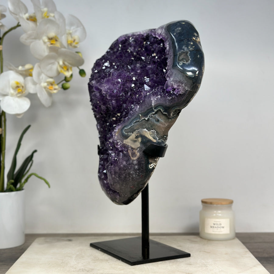 Amethyst-Kristallcluster groß mit dicht gewachsener Kristallstruktur, in exklusiver Premiumqualität