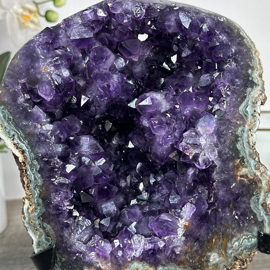 Amethyst-Cluster mit intensiv purpurner Tiefenwirkung, in exklusiver Premiumqualität
