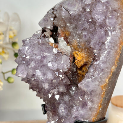 Amethyst-Matrix mit Doppel-Kristallisation und Kalzitbildung