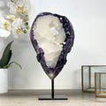 Amethyst-Cluster XL mit dominant aufgewachsener Kalzit-Formation