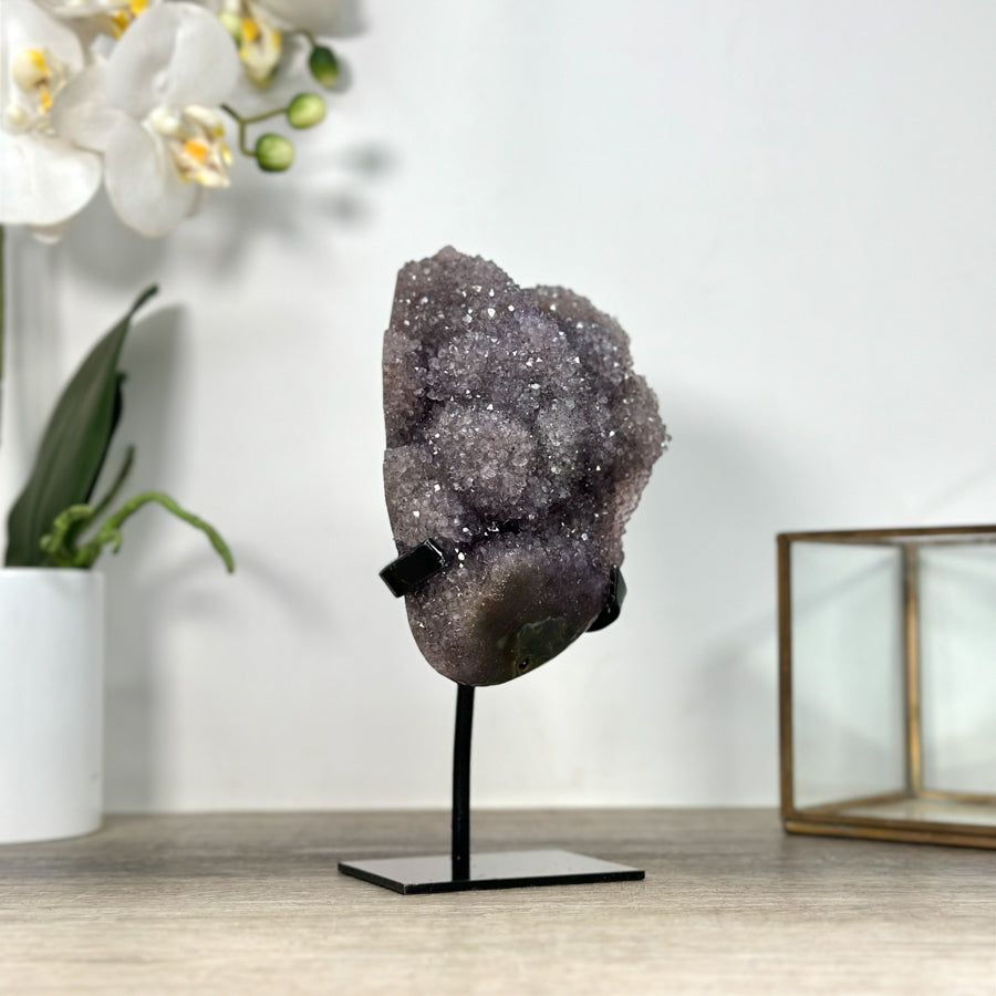 Amethyst-Stalaktiten-Cluster mit dicht gewachsener Tropfsteinbildung