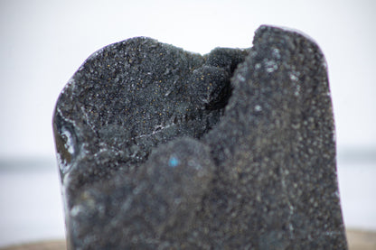 Schwarze Amethyst-Kathedrale mit tief ausgeprägter, dunkelvioletter Kristallzone