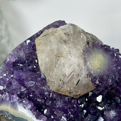 Amethyst-Geode mit reich ausgebildeter, violetter Kristallstruktur im Inneren