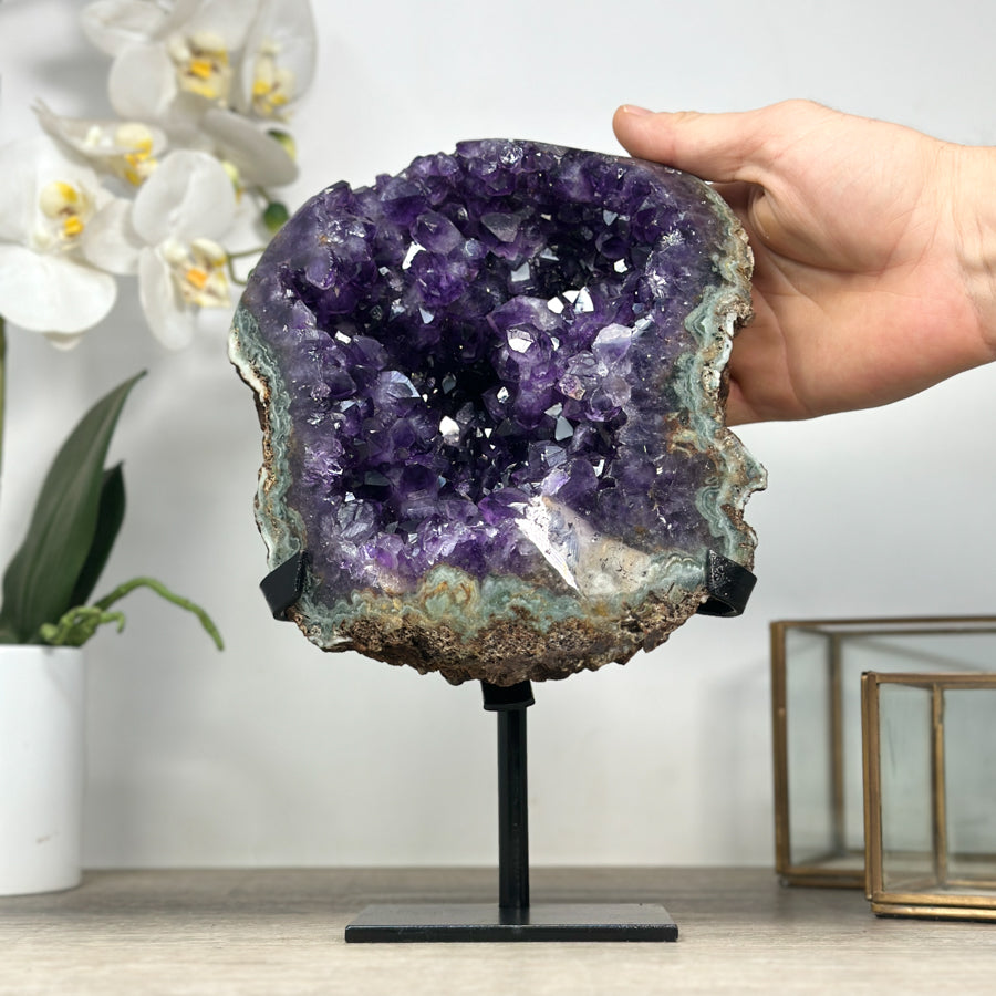 Amethyst-Cluster mit intensiv purpurner Tiefenwirkung, in exklusiver Premiumqualität