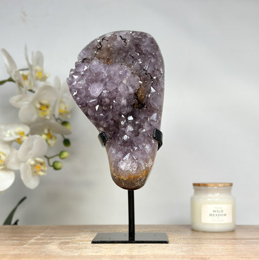 Amethyst-Matrix mit Doppel-Kristallisation und Kalzitbildung