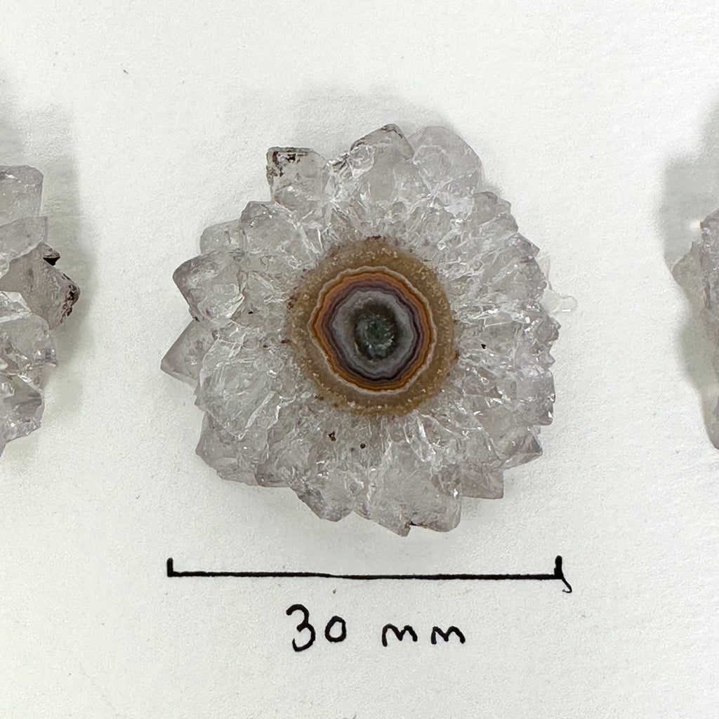 Amethyst-Jaspis-Stalaktiten-Scheiben mit konzentrischer Mineralstruktur