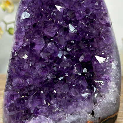 Amethyst-Kathedrale mit klar definierter Kristallkammer und polierten Randflächen