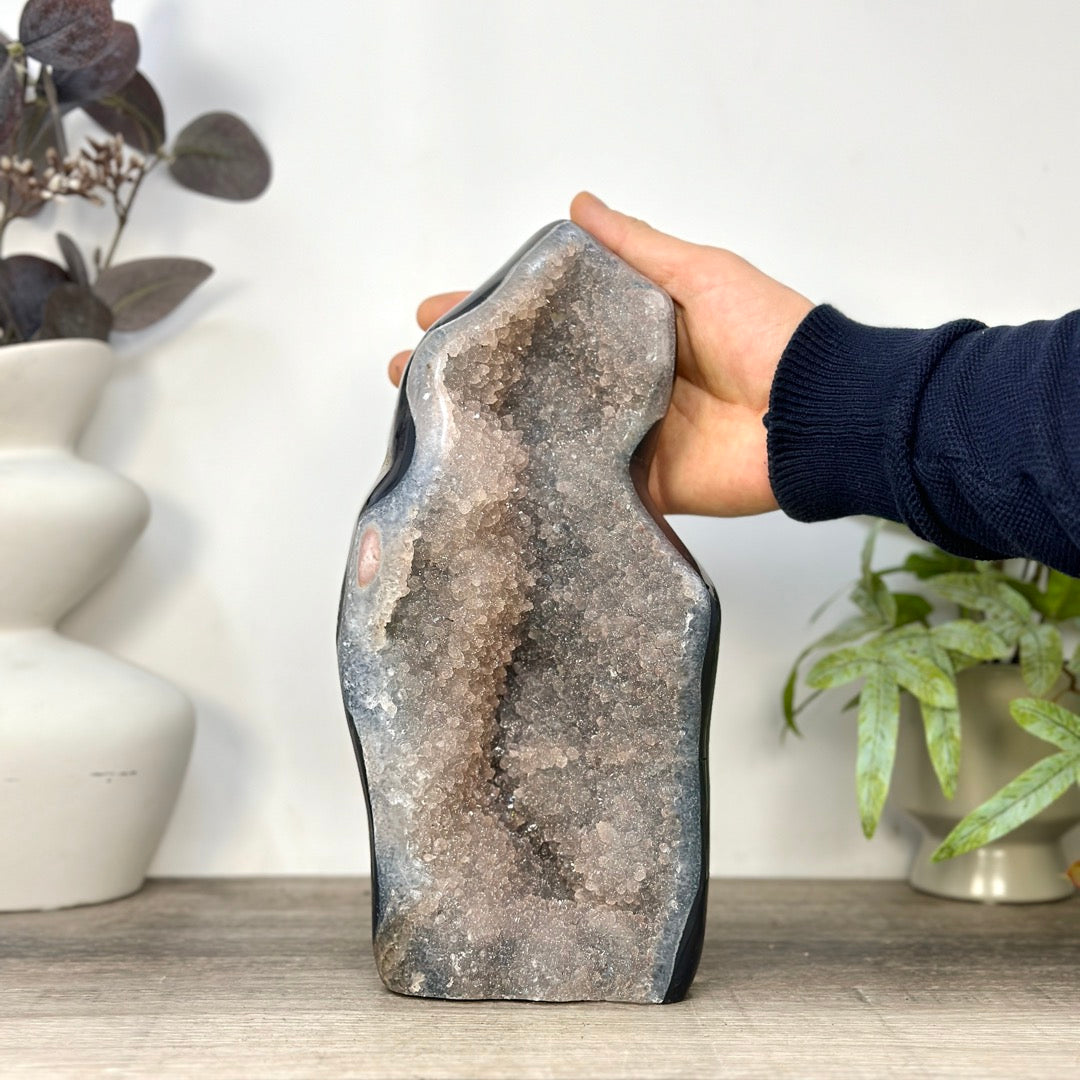 Zuckerquarz-Druzy-Kathedrale groß mit wunderschöner Schichtung und Achat-Schale