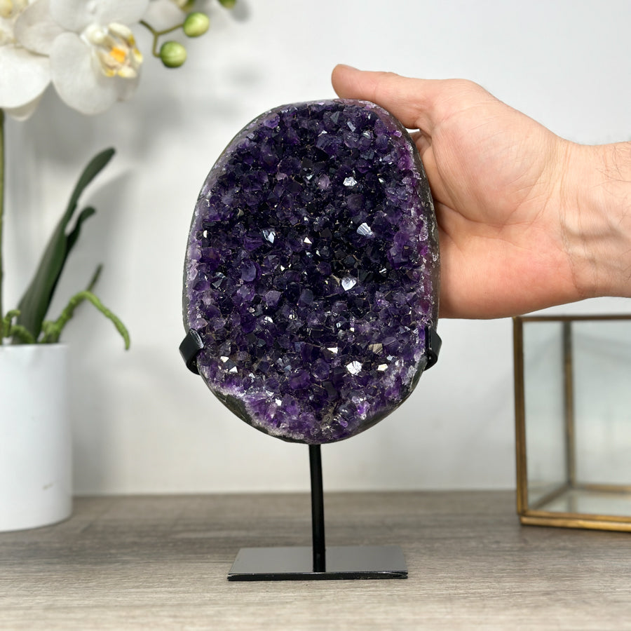 Amethyst-Kristallgeode mit klar definierter Kristallkammer