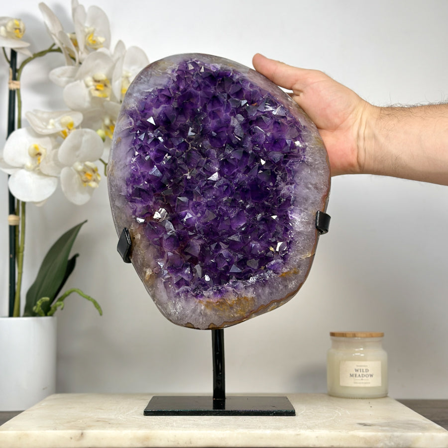 Amethyst-Kristallcluster groß mit ausgewogener Kristallstruktur, in exklusiver Premiumqualität