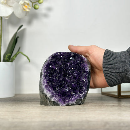 Amethyst-Druse mit klar definierter, architektonischer Kristallkammer