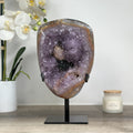 Amethyst-Cluster mit schwarzer Hämatitformation