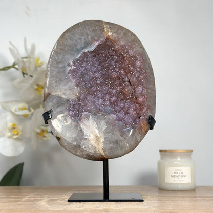 Amethyst-Zucker-Druzy mit elegant roséfarbener Kristallstruktur