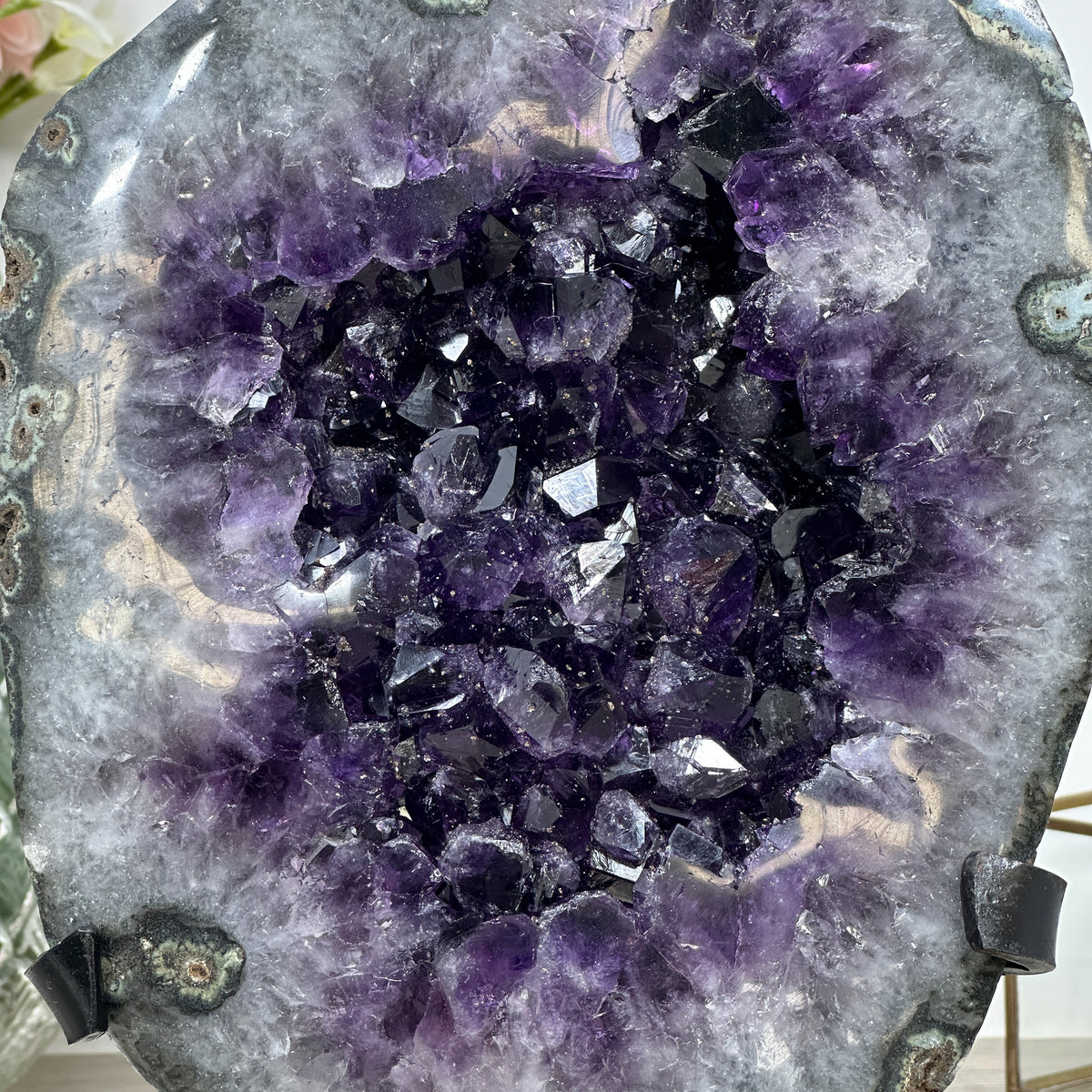 Amethyst-Achat-Kristall mit harmonischer Kristallverwachsung