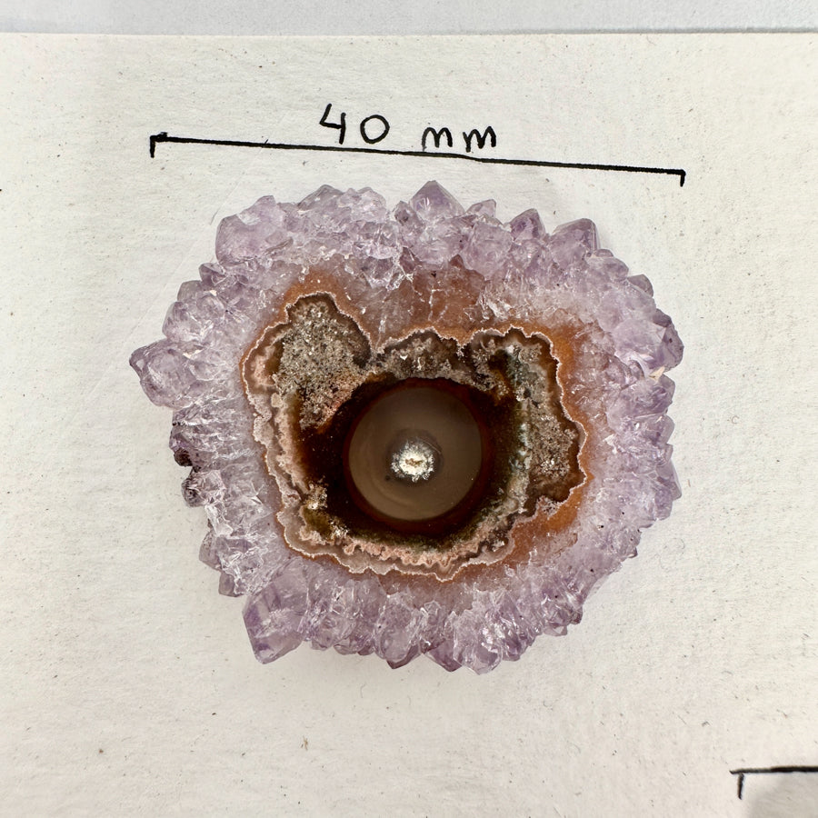 Amethyst-Quarz-Grünjaspis-Stalaktiten-Scheiben mit lebendiger Mineralstruktur