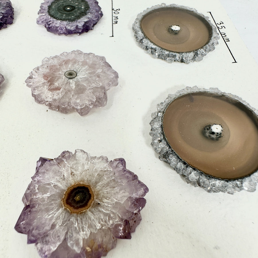 Amethyst-Stalaktiten-Scheiben mit natürlicher Kristallstruktur