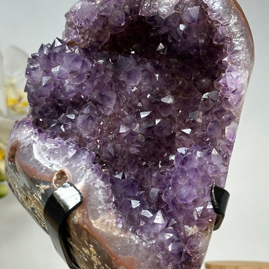 Amethyst-Geode mit rottoniger Jaspis-Schale