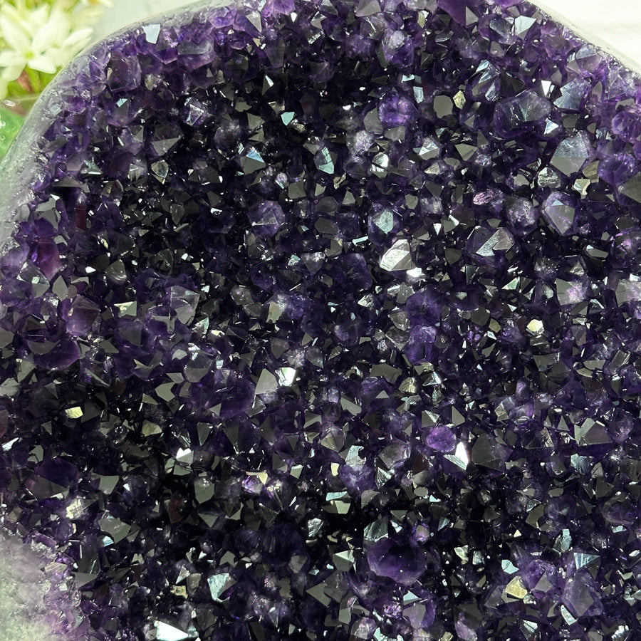 Amethyst-Kathedrale groß mit imposant geöffneter, violetter Kristallkammer