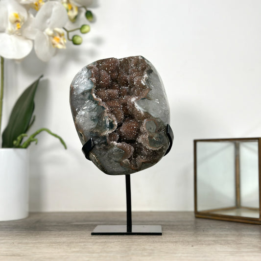 Zucker-Druzy-Geode mit dicht funkelnder Mikrostruktur