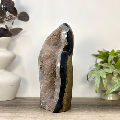 Zuckerquarz-Druzy-Kathedrale groß mit wunderschöner Schichtung und Achat-Schale