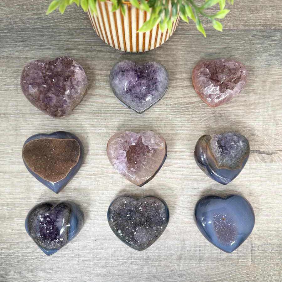 Mineralien-Herzset 9-teilig, mit fein abgestimmter Natursteinvielfalt