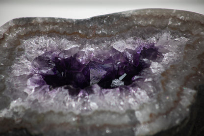 Amethyst-Geode groß mit dicht gewachsener, purpurfarbener Kristallstruktur