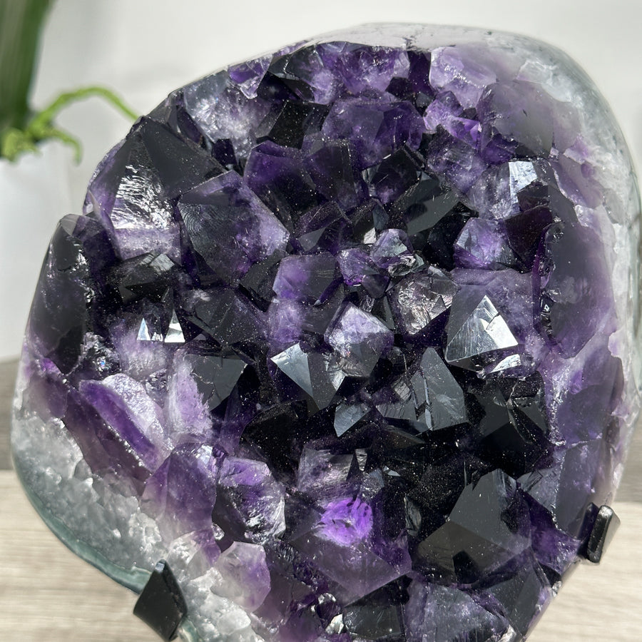 Amethyst-Geodencluster mit großflächigen, kraftvoll gewachsenen Kristallspitzen