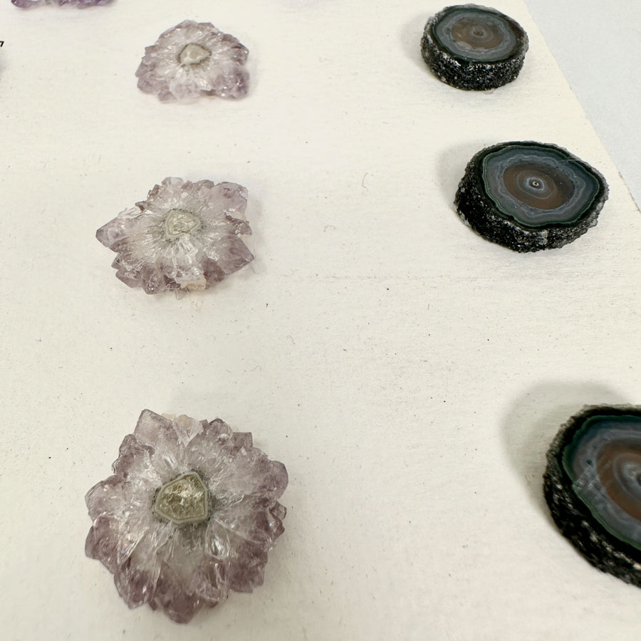 Amethyst-Achat-Stalaktiten-Scheiben mit konzentrischer Achat-Struktur